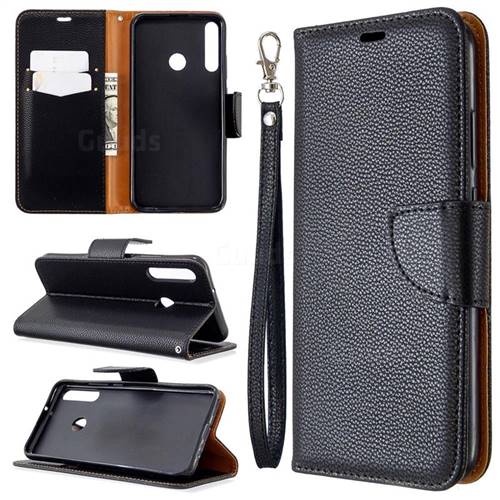 Classic Luxury Litchi Leather Phone Wallet Case for Huawei P40 Lite E - Black