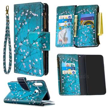 Blue Plum Binfen Color BF03 Retro Zipper Leather Wallet Phone Case for Huawei P40 Lite E