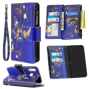Purple Butterfly Binfen Color BF03 Retro Zipper Leather Wallet Phone Case for Huawei P40 Lite E