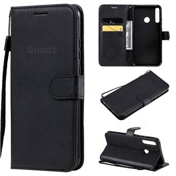 Retro Greek Classic Smooth PU Leather Wallet Phone Case for Huawei P40 Lite E - Black