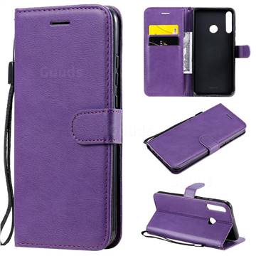 Retro Greek Classic Smooth PU Leather Wallet Phone Case for Huawei P40 Lite E - Purple