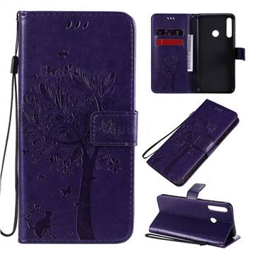 Embossing Butterfly Tree Leather Wallet Case for Huawei P40 Lite E - Purple