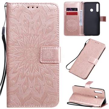 Embossing Sunflower Leather Wallet Case for Huawei P40 Lite E - Rose Gold
