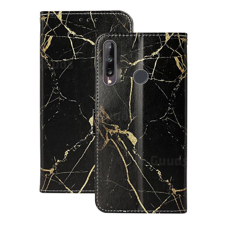 Black Gold Marble PU Leather Wallet Case for Huawei P40 Lite E