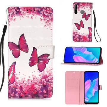 Rose Butterfly 3D Painted Leather Wallet Case for Huawei P40 Lite E
