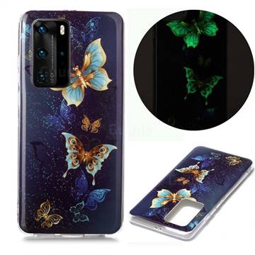 Golden Butterflies Noctilucent Soft TPU Back Cover for Huawei P40 Pro