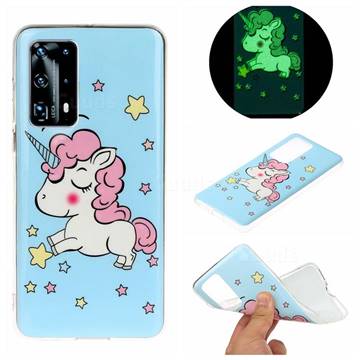 Stars Unicorn Noctilucent Soft TPU Back Cover for Huawei P40 Pro