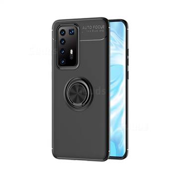 Auto Focus Invisible Ring Holder Soft Phone Case for Huawei P40 Pro - Black