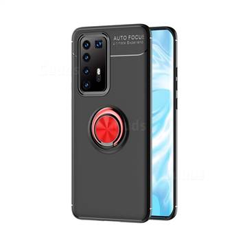 Auto Focus Invisible Ring Holder Soft Phone Case for Huawei P40 Pro - Black Red