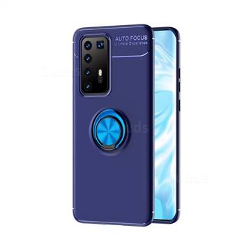 Auto Focus Invisible Ring Holder Soft Phone Case for Huawei P40 Pro - Blue