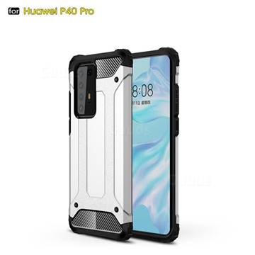 King Kong Armor Premium Shockproof Dual Layer Rugged Hard Cover for Huawei P40 Pro - White