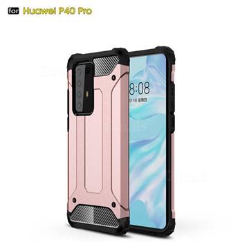 King Kong Armor Premium Shockproof Dual Layer Rugged Hard Cover for Huawei P40 Pro - Rose Gold