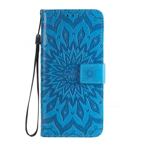 Embossing Sunflower Leather Wallet Case for Huawei P40 Pro - Blue ...