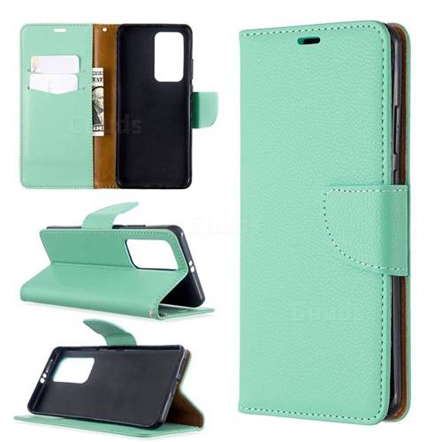 Classic Luxury Litchi Leather Phone Wallet Case for Huawei P40 Pro - Green