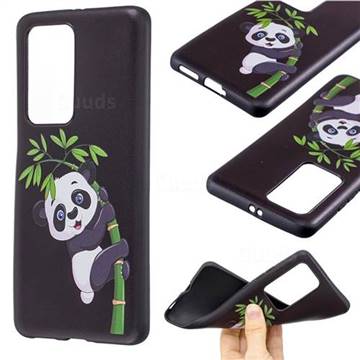 Bamboo Panda 3D Embossed Relief Black Soft Back Cover for Huawei P40 Pro