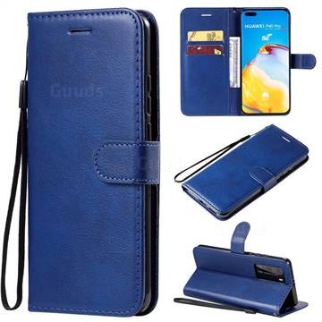Retro Greek Classic Smooth PU Leather Wallet Phone Case for Huawei P40 Pro - Blue