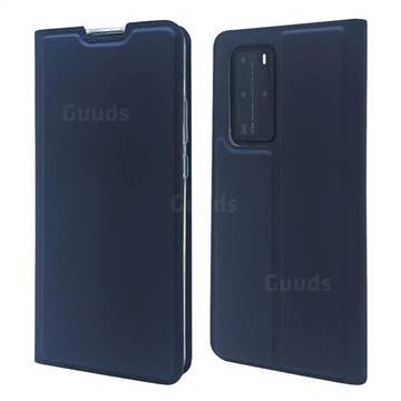 Ultra Slim Card Magnetic Automatic Suction Leather Wallet Case for Huawei P40 Pro - Royal Blue