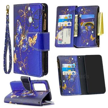 Purple Butterfly Binfen Color BF03 Retro Zipper Leather Wallet Phone Case for Huawei P40 Pro