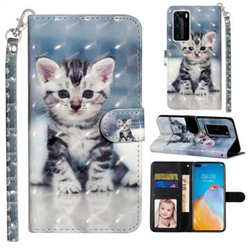 Kitten Cat 3D Leather Phone Holster Wallet Case for Huawei P40 Pro