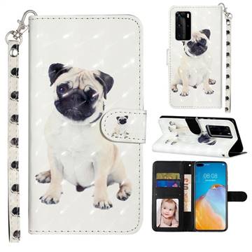 Pug Dog 3D Leather Phone Holster Wallet Case for Huawei P40 Pro