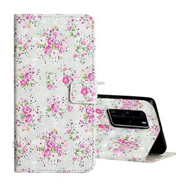 Roses Flower 3D Painted Leather Phone Wallet Case for Huawei P40 Pro