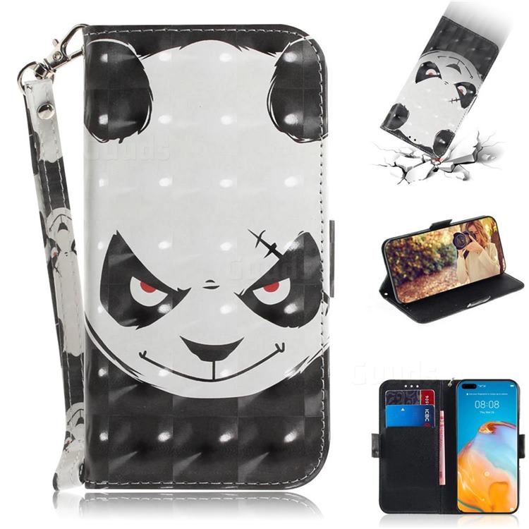 Angry Bear 3D Painted Leather Wallet Phone Case for Huawei P40 Pro