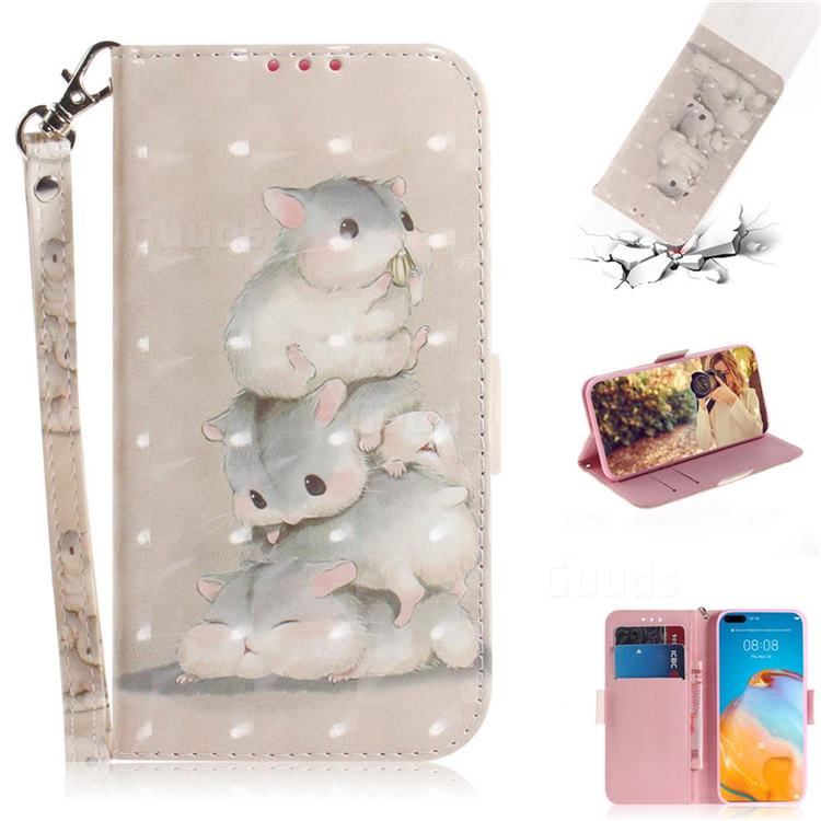 Three Squirrels 3D Painted Leather Wallet Phone Case for Huawei P40 Pro