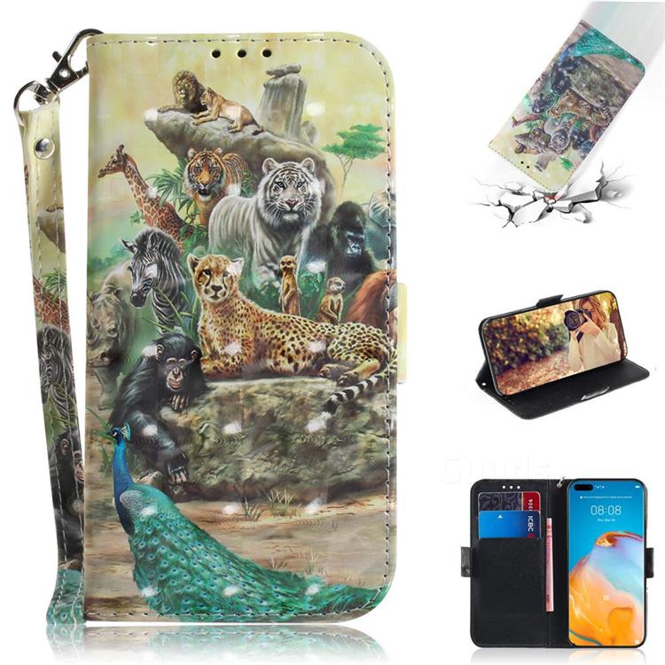 Beast Zoo 3D Painted Leather Wallet Phone Case for Huawei P40 Pro