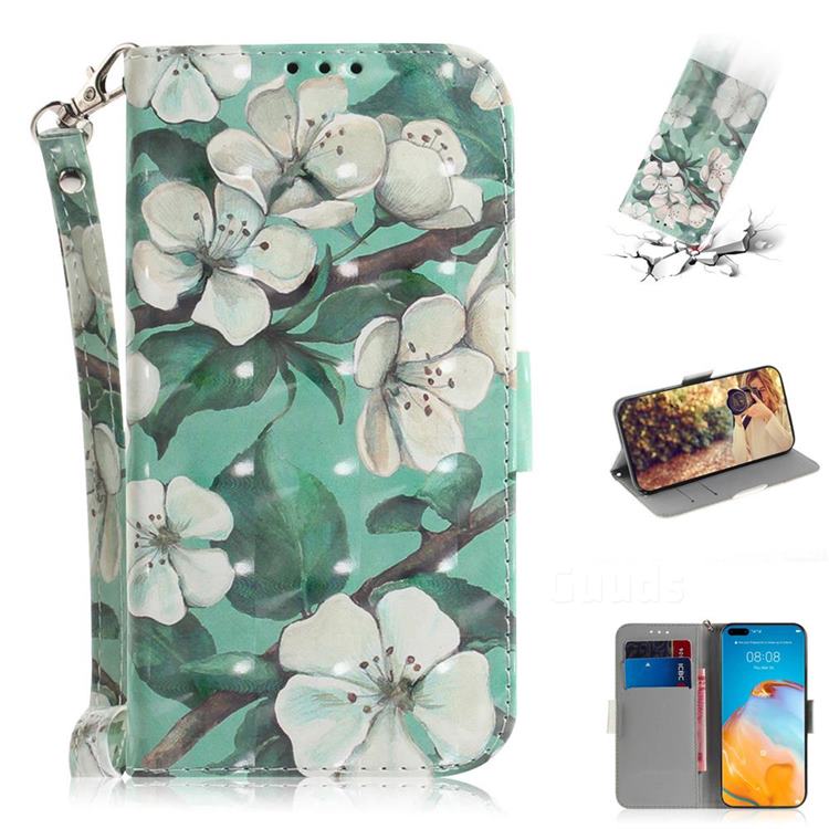 Watercolor Flower 3D Painted Leather Wallet Phone Case for Huawei P40 Pro