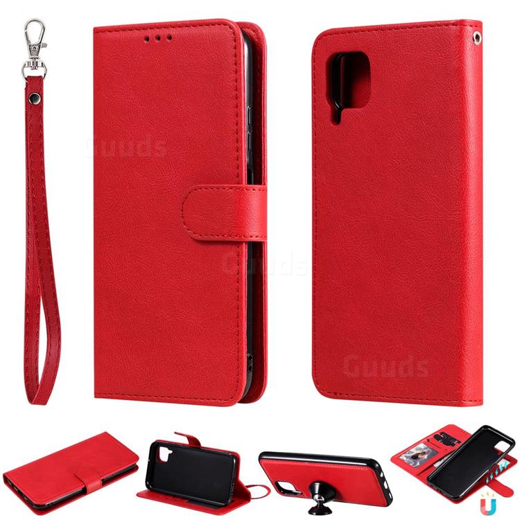 Retro Greek Detachable Magnetic PU Leather Wallet Phone Case for Huawei P40 Pro - Red