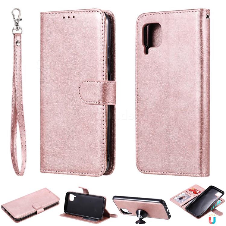 Retro Greek Detachable Magnetic PU Leather Wallet Phone Case for Huawei P40 Pro - Rose Gold