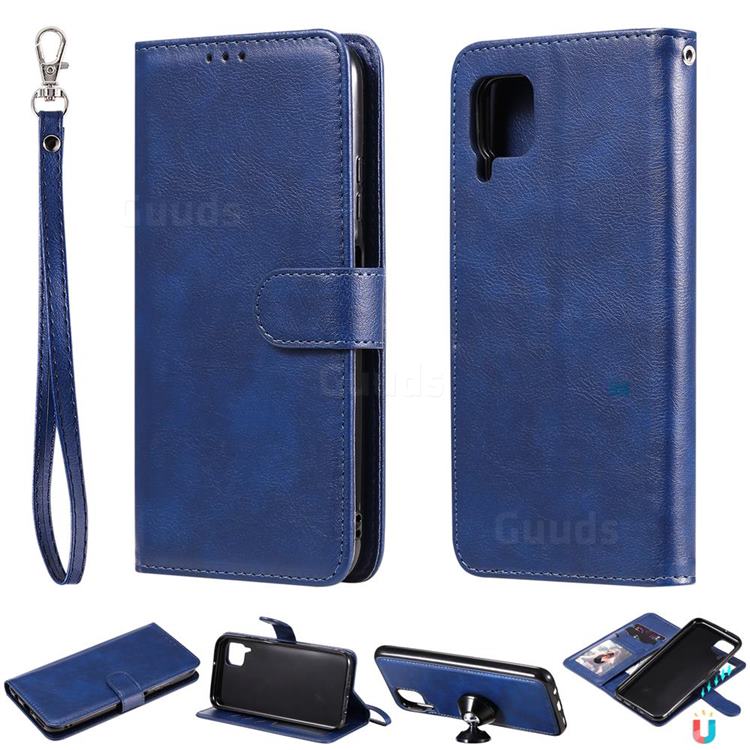 Retro Greek Detachable Magnetic PU Leather Wallet Phone Case for Huawei P40 Pro - Blue
