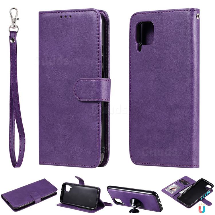 Retro Greek Detachable Magnetic PU Leather Wallet Phone Case for Huawei P40 Pro - Purple