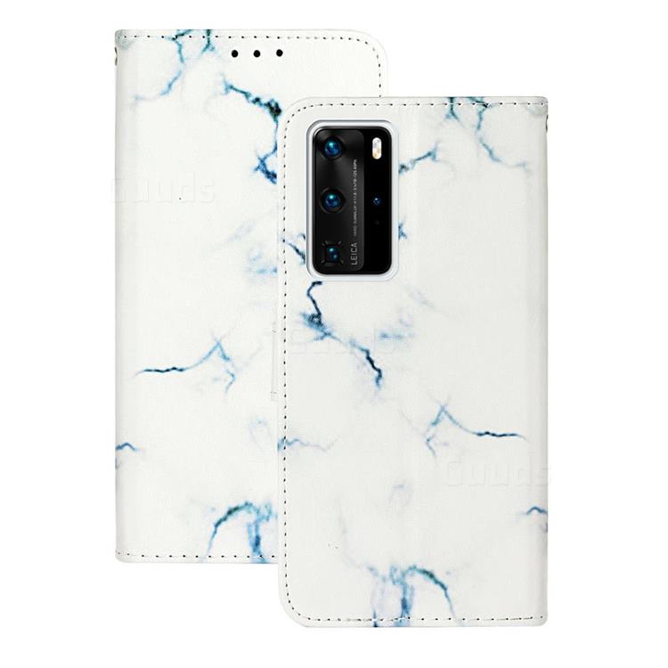 Soft White Marble PU Leather Wallet Case for Huawei P40 Pro