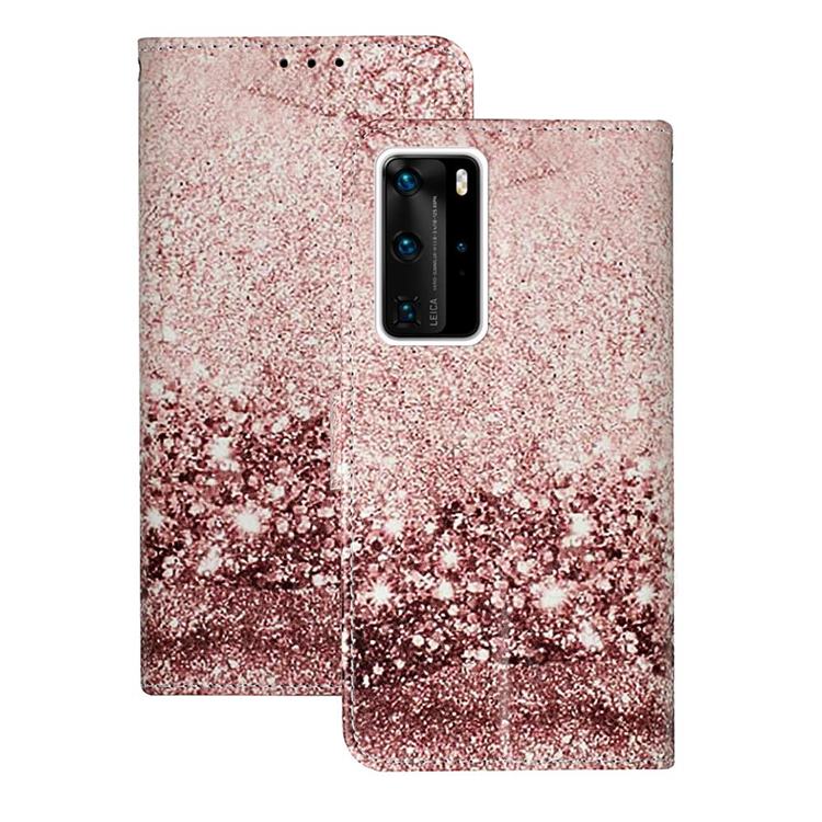 Glittering Rose Gold PU Leather Wallet Case for Huawei P40 Pro