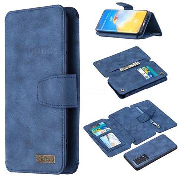 Binfen Color BF07 Frosted Zipper Bag Multifunction Leather Phone Wallet for Huawei P40 Pro - Blue