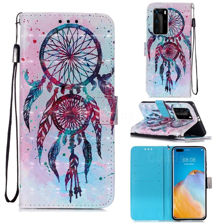 ColorDrops Wind Chimes 3D Painted Leather Wallet Case for Huawei P40 Pro