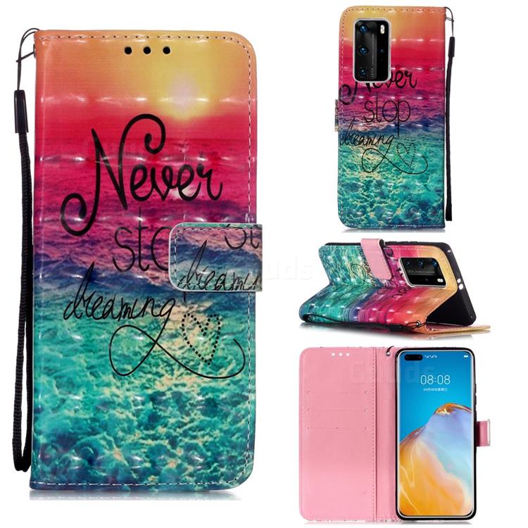 Colorful Dream Catcher 3D Painted Leather Wallet Case for Huawei P40 Pro