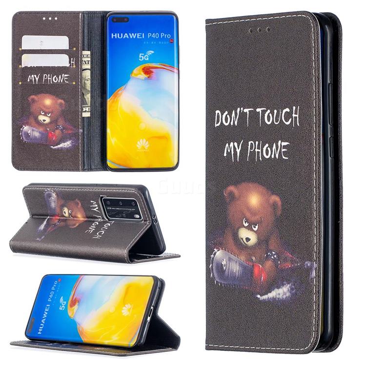 Chainsaw Bear Slim Magnetic Attraction Wallet Flip Cover for Huawei P40 Pro