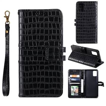 Luxury Crocodile Magnetic Leather Wallet Phone Case for Huawei P40 Pro - Black