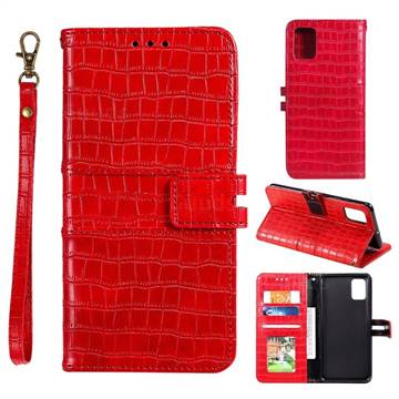 Luxury Crocodile Magnetic Leather Wallet Phone Case for Huawei P40 Pro - Red
