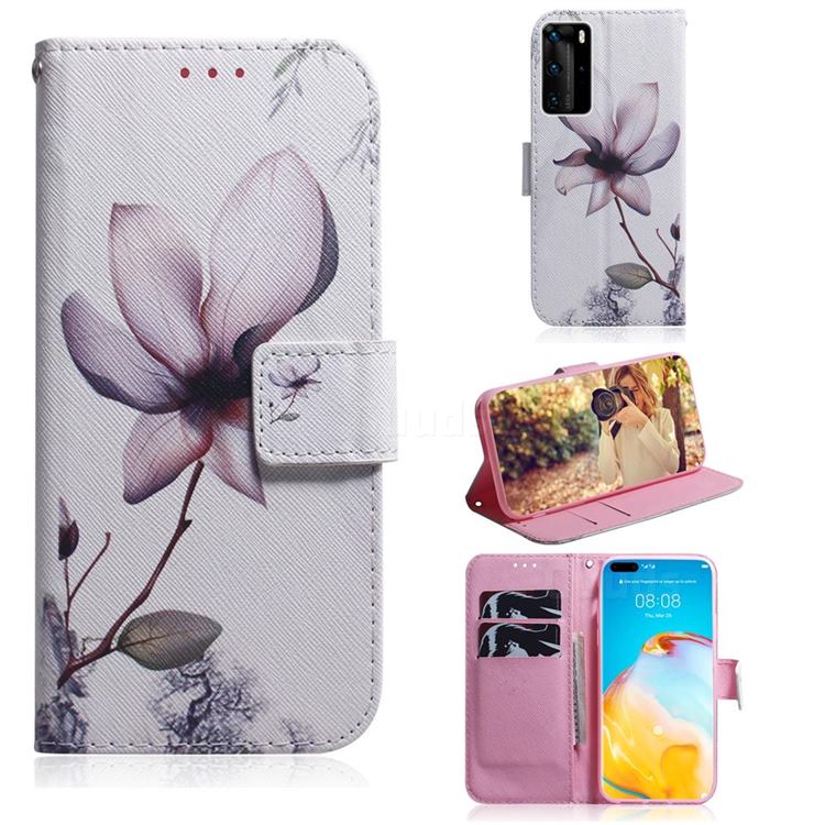 Magnolia Flower PU Leather Wallet Case for Huawei P40 Pro