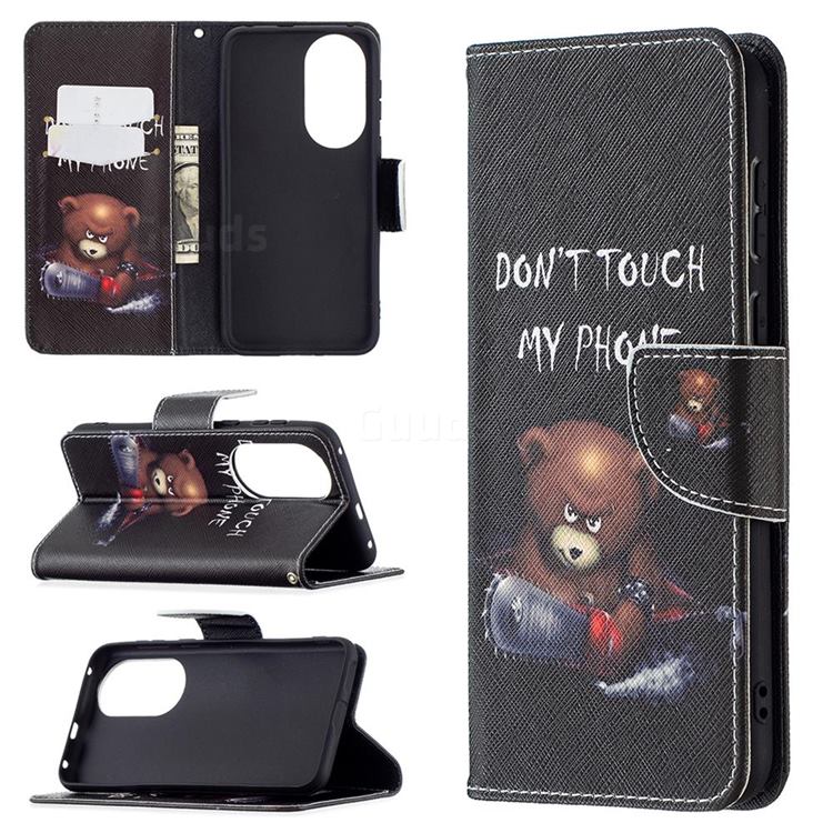 Chainsaw Bear Leather Wallet Case for Huawei P50
