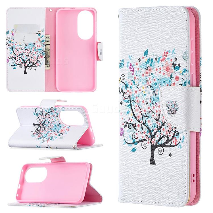 Colorful Tree Leather Wallet Case for Huawei P50