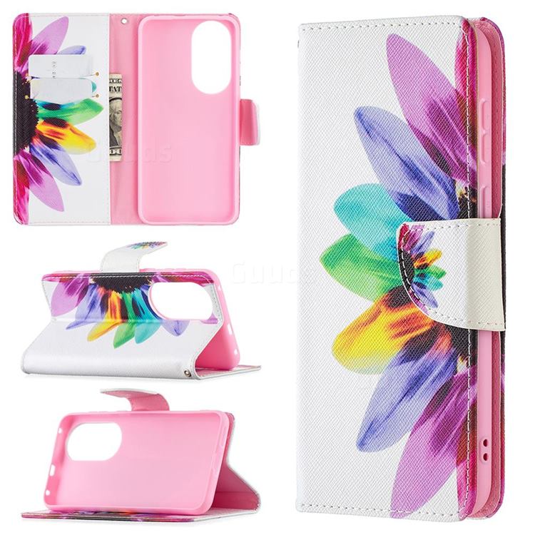 Seven-color Flowers Leather Wallet Case for Huawei P50
