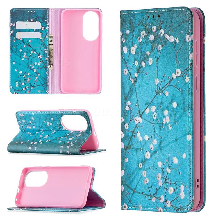 Plum Blossom Slim Magnetic Attraction Wallet Flip Cover for Huawei P50