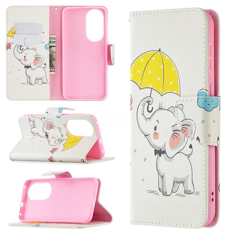 Umbrella Elephant Leather Wallet Case for Huawei P50