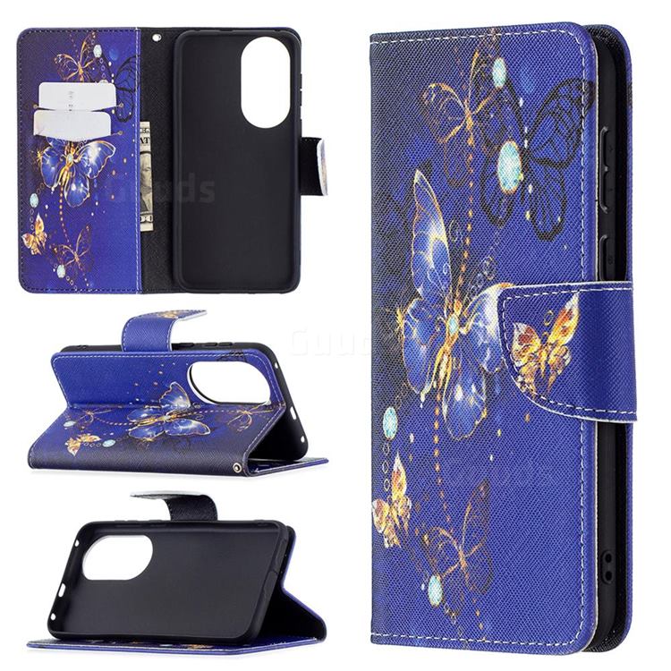 Purple Butterfly Leather Wallet Case for Huawei P50