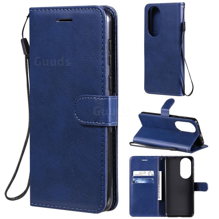 Retro Greek Classic Smooth PU Leather Wallet Phone Case for Huawei P50 - Blue