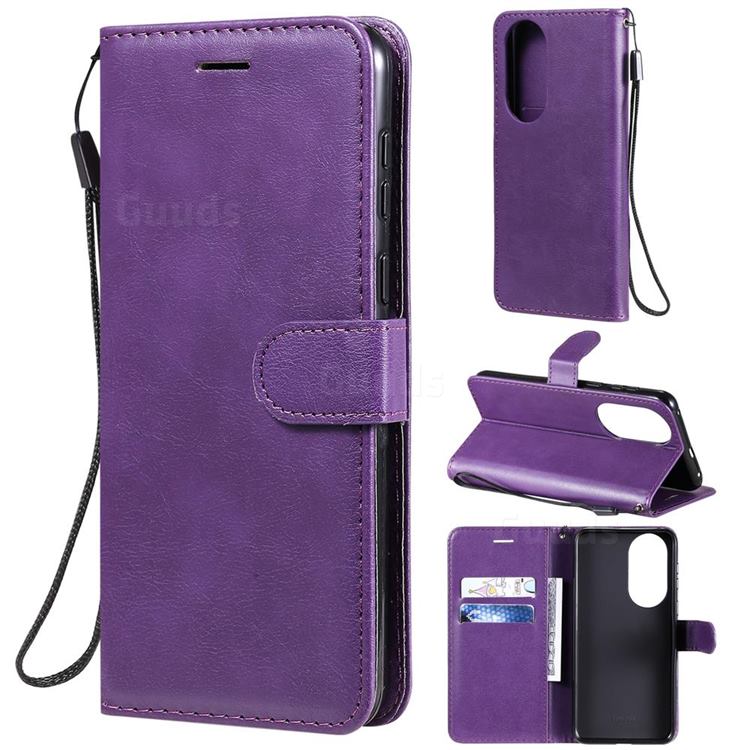 Retro Greek Classic Smooth PU Leather Wallet Phone Case for Huawei P50 - Purple